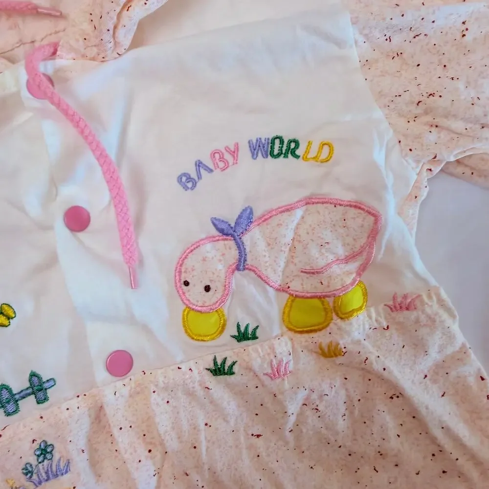Vintage 80s Baby World Patchwork Embroidered 2pc Outfit Sz 24mo / 2T